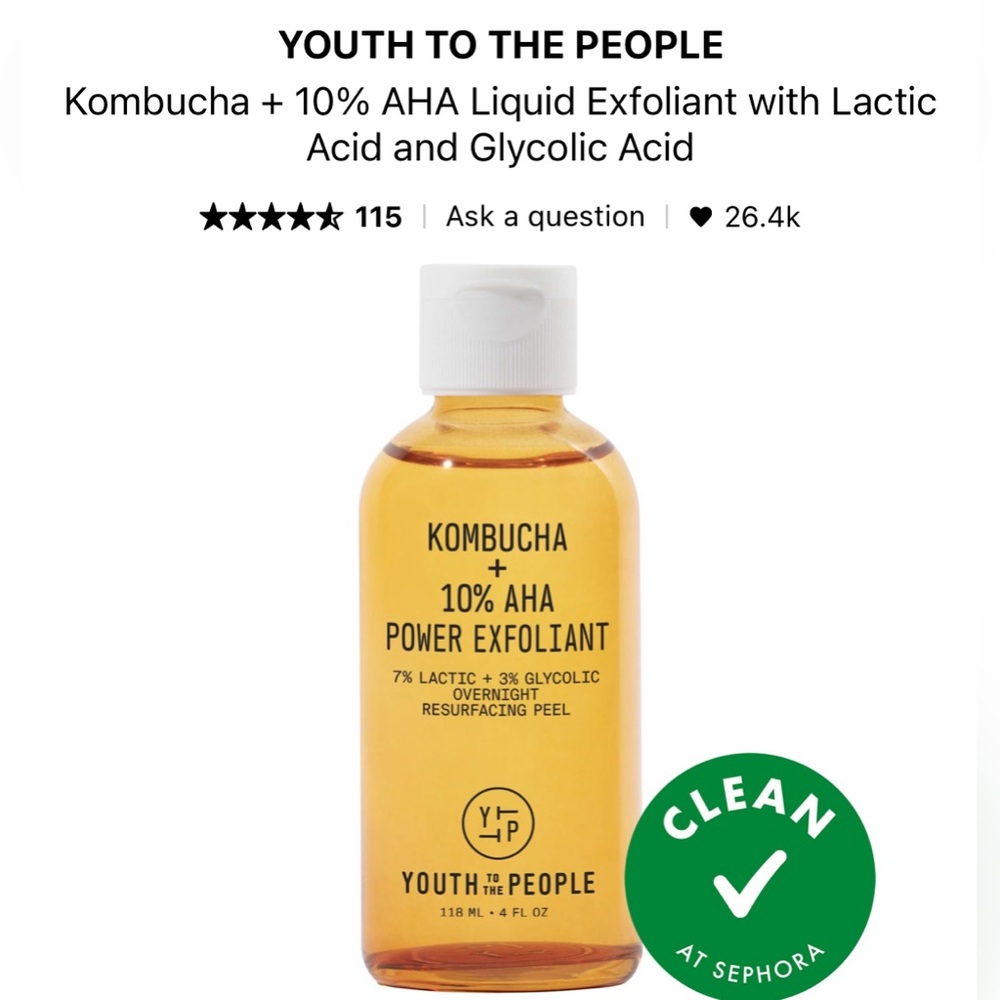 Youth to the People KOMBUCHA + 10% AHA POWER EXFOLIANT- NIB, full size 4oz